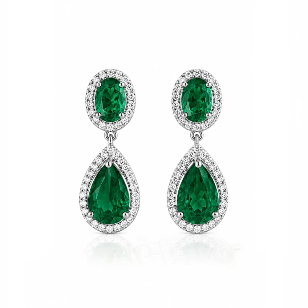 Double Drop Emerald Earrings
