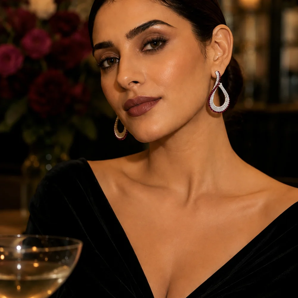 Ruby Curve Earrings